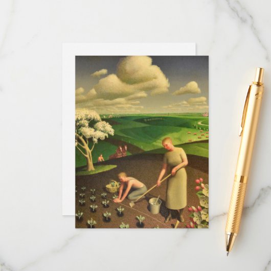 Der Frühling im Land durch Grant Wood Begleitkarte (Vorderseite/Rückseite Beispiel)