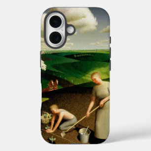 Der Frühling im Land durch Grant Wood iPhone 16 Hülle