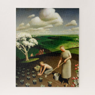 Der Frühling im Land durch Grant Wood Puzzle