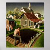 Der Frühling in der Stadt von Grant Wood Poster (Vorne)