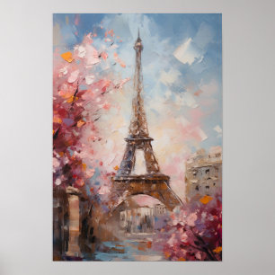 Der Frühling in Paris Die Ölmalerei des Eiffelturm Poster