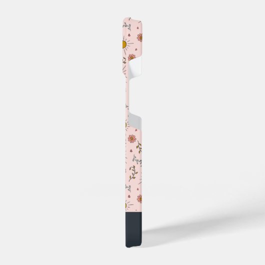 Der Frühling ist da! Rosa Monogramm hinzufügen iPhone Hülle (Linke Seite)