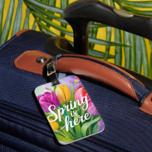 "Der Frühling ist da" Tulpenstrauß-Illustration Gepäckanhänger