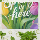 "Der Frühling ist da" Tulpenstrauß-Illustration Geschirrtuch (Gefaltet)