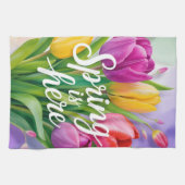 "Der Frühling ist da" Tulpenstrauß-Illustration Geschirrtuch (Horizontal)