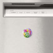 "Der Frühling ist da" Tulpenstrauß-Illustration Magnet (In Situ (Geschirrspüler))