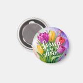 "Der Frühling ist da" Tulpenstrauß-Illustration Magnet (Vorderseite/Rückseite)