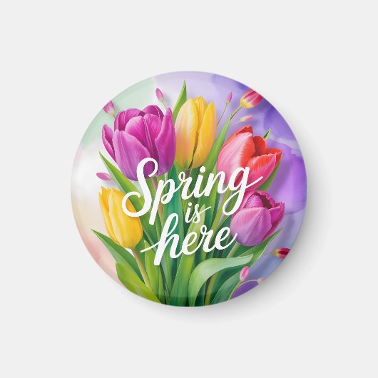 "Der Frühling ist da" Tulpenstrauß-Illustration Magnet (Vorne)
