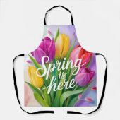 "Der Frühling ist da" Tulpenstrauß-Illustration Schürze (Vorderseite)