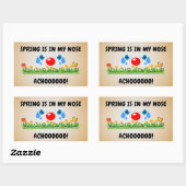 Der Frühling ist in meiner Nase. Achoo! Rechteckiger Aufkleber (Blatt)