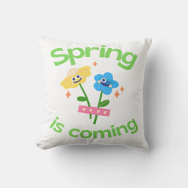 Der Frühling kommt mit niedlichen blauen und gelbe Kissen