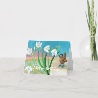 Der Frühling kommt - Zaunkönig & Schneeglöckchen Karte