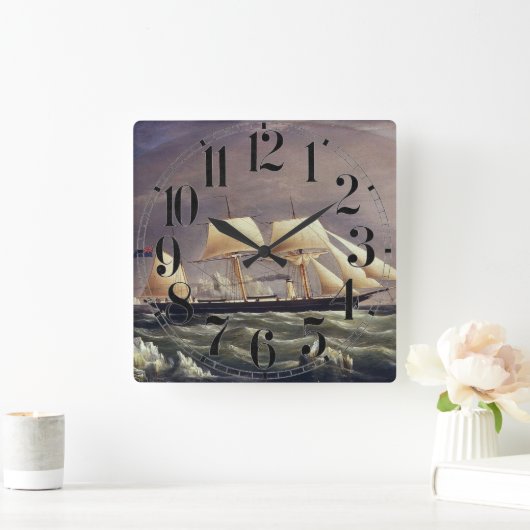 Der Fuchs der Yacht im 19. Jahrhundert Quadratische Wanduhr (Zuhause)