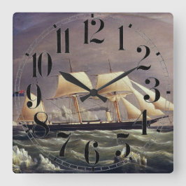 Der Fuchs der Yacht im 19. Jahrhundert Quadratische Wanduhr