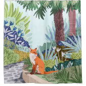 Der Fuchs im Garten | Botanische Tiere Duschvorhang (Vorderseite)