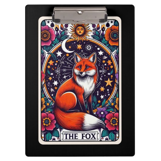 Der Fuchs | Mystische Tier-Tarotkarte Klemmbrett (Vorderseite)