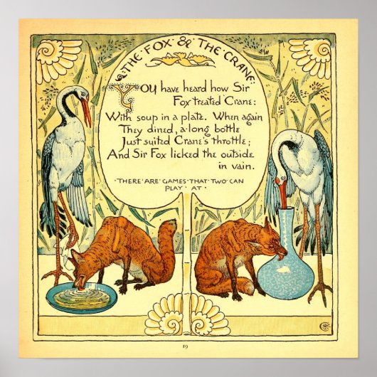 Der Fuchs und der Krane Walter Crane Poster (Vorne)