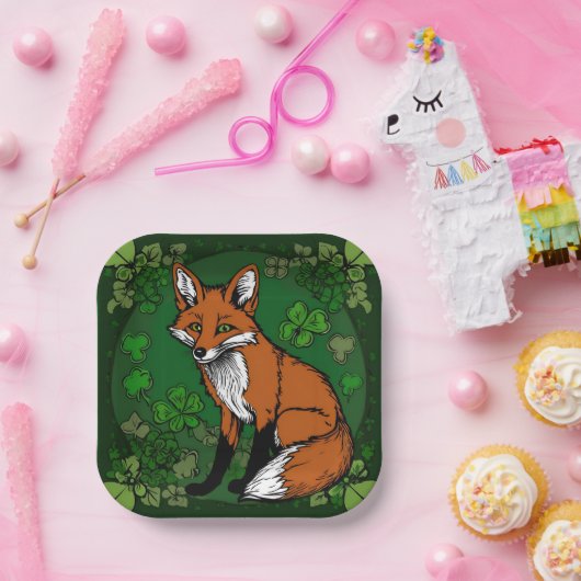 Der Fuchs und die Kleeblatts Pappteller (Party)