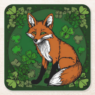 Der Fuchs und die Kleeblatts Rechteckiger Pappuntersetzer