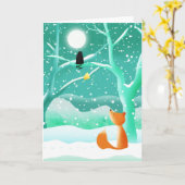 Der Fuchs und die Krähe - Grußkarte Karte (Gelbe Blume)