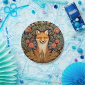 Der Fuchs und rote Blumen im Jugendstil Pappteller (Party)
