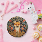 Der Fuchs und rote Blumen im Jugendstil Pappteller (Party)
