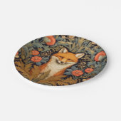 Der Fuchs und rote Blumen im Jugendstil Pappteller (Schrägansicht)