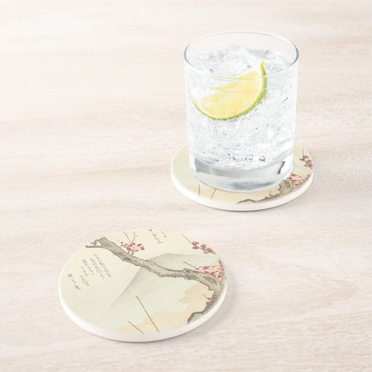 Der Fujisan hinter einem blühenden Pflaumen-Baum Untersetzer (Seite)