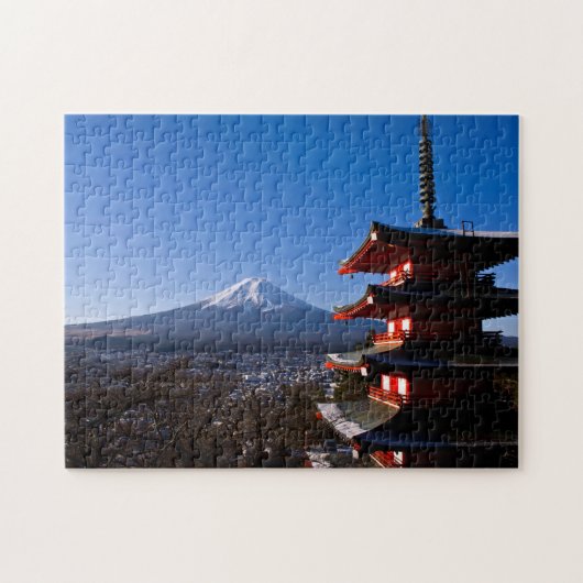 Der Fujisan und rote Pagode Puzzle (Horizontal)