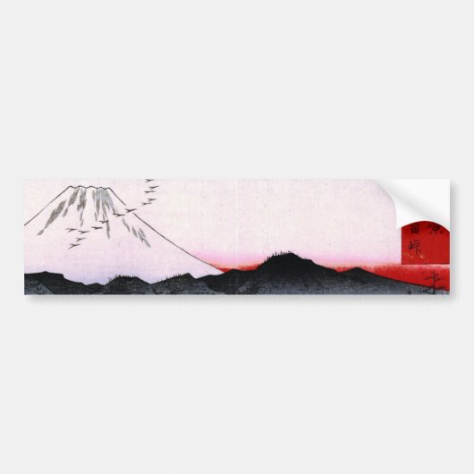 Der Fujisan und Vögel in Japan circa 1800s Autoaufkleber (Vorne)