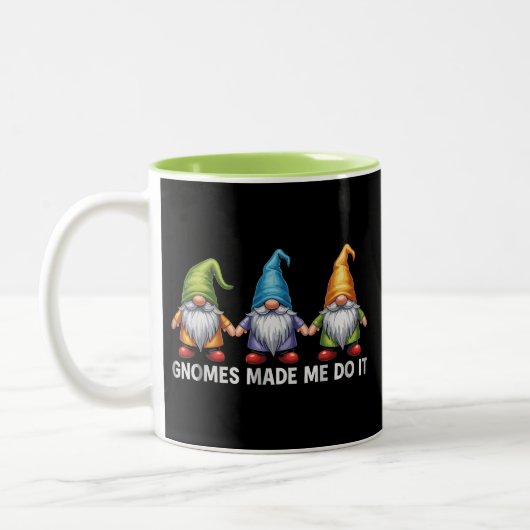 Der Funny Garden rühmt die Gnome, die mich dazu ge Zweifarbige Tasse (Links)