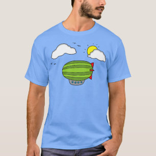 Der Funny Green Zeppelin fliegt im Himmel T-Shirt