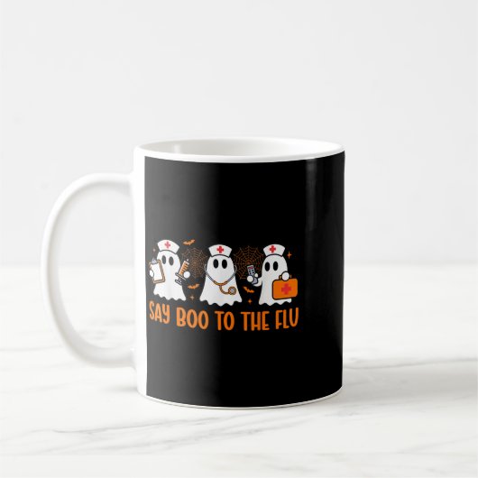 Der Funny Nurse Ghost Halloween Impfstoff sagt Boo Kaffeetasse (Links)