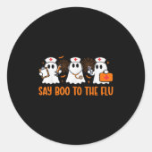 Der Funny Nurse Ghost Halloween Impfstoff sagt Boo Runder Aufkleber (Vorderseite)