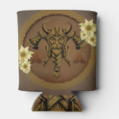 Der furchtlose Besuch mit Helm mit Hörnern. Dosenkühler (Rückseite)