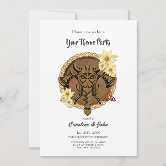 Der furchtlose Besuch mit Helm mit Hörnern. Einladung (Vorderseite)