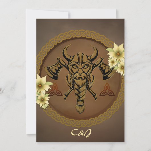 Der furchtlose Besuch mit Helm mit Hörnern. Einladung (Rückseite)