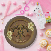 Der furchtlose Besuch mit Helm mit Hörnern. Pappteller (Party)