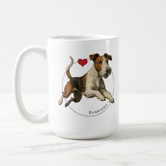 Der furchtlose Erd-Hund: Klassischer Fox Terrier Kaffeetasse (Links)