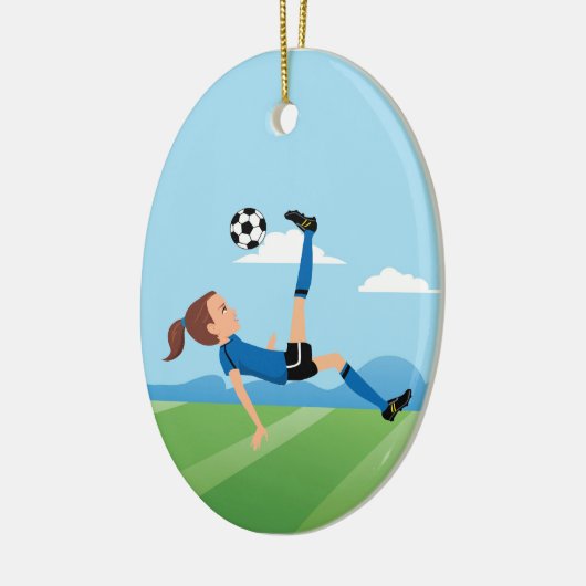 Der Fußball-Spieler des Mädchens personalisiert Keramik Ornament (Links)