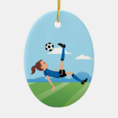 Der Fußball-Spieler des Mädchens personalisiert Keramik Ornament (Vorne)