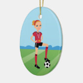 Der Fußball-Spieler des Mädchens personalisiert Keramikornament (Links)
