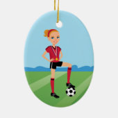 Der Fußball-Spieler des Mädchens personalisiert Keramikornament (Hinten)