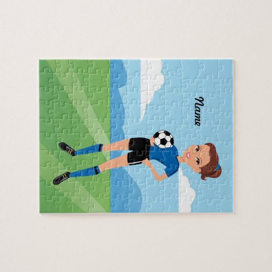 Der Fußball-Spieler des Mädchens personalisiert Puzzle (Horizontal)