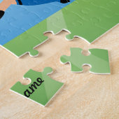 Der Fußball-Spieler-Puzzlespiel des Mädchens mit Puzzle (Seite)