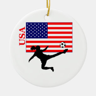 Der Fußball USA der Frauen Keramik Ornament