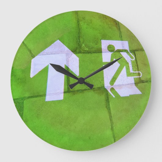 Der Fußboden führt den Weg. Große Wanduhr (Vorderseite)