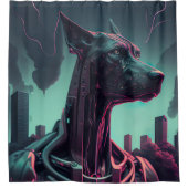 Der futuristische große Tank der Roboterbegleitung Duschvorhang (Vorderseite)