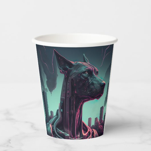 Der futuristische große Tank der Roboterbegleitung Pappbecher (Vorderseite)