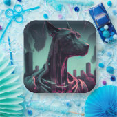 Der futuristische große Tank der Roboterbegleitung Pappteller (Party)